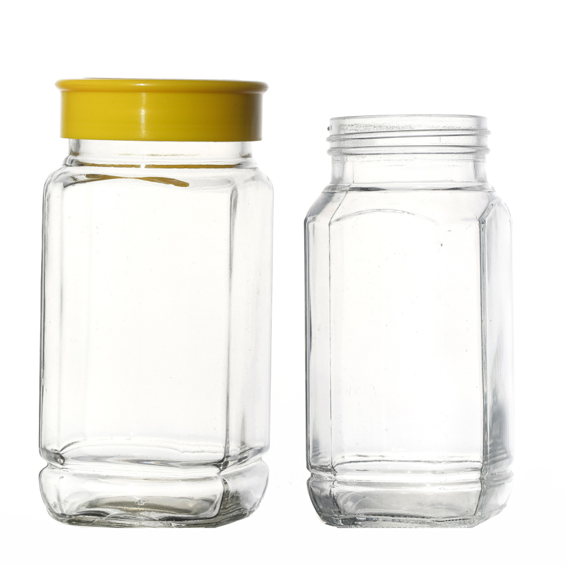 Prix ​​d'usine 350 ml 670 ml de pots de miel en verre carré avec couvercle en plastique
