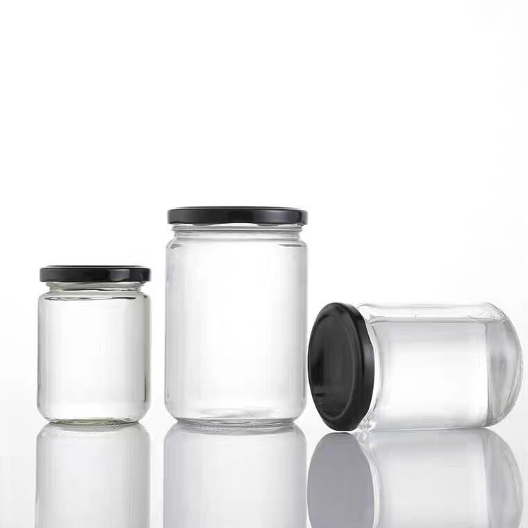 Vente chaude en gros 120 ml 150 ml 350 ml 500 ml pot en verre pour emballage alimentaire Rangement de confiture de miel avec couvercles métalliques