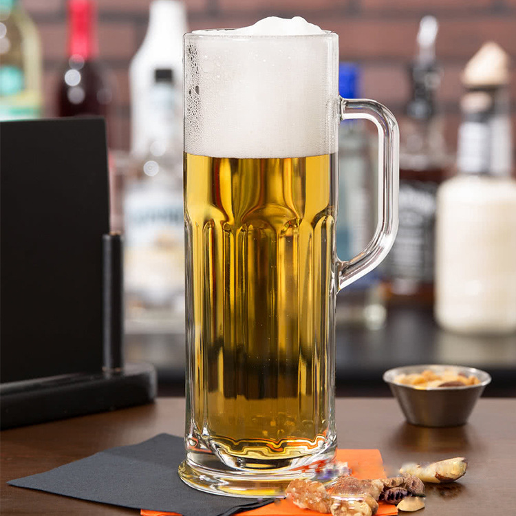 Tasses à bière en verre de conception mince de 600 ml avec impression de logo personnalisé