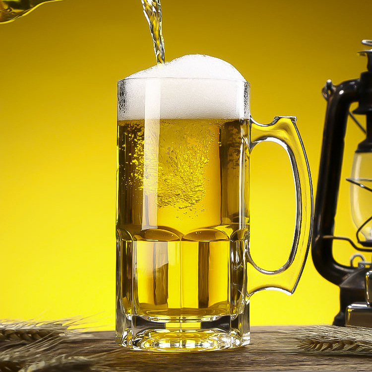 Tasses à bière en verre haut de gamme de 1000 ml avec poignée