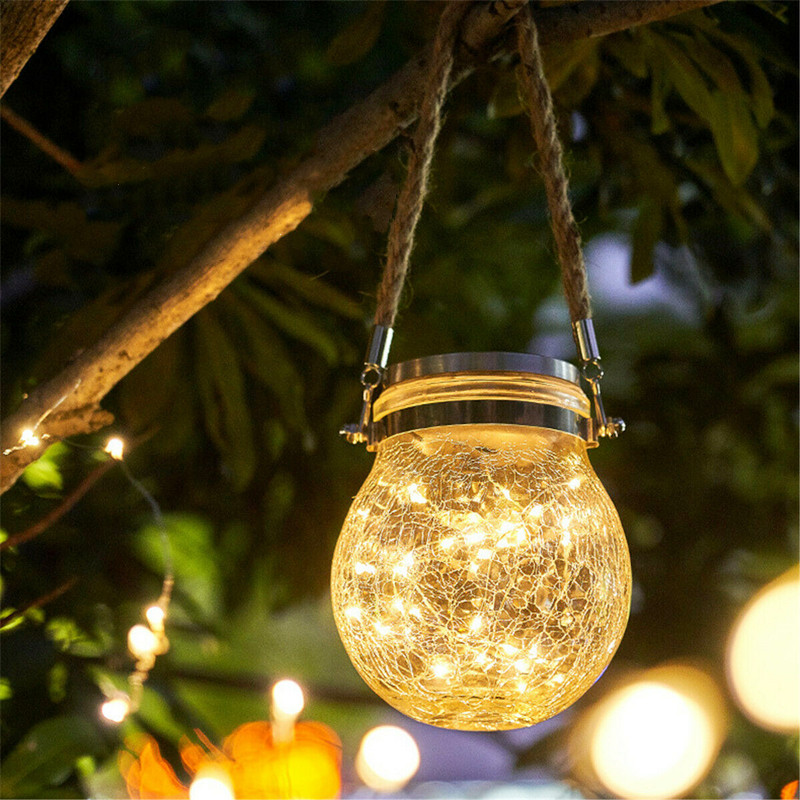 Décoration de Noël Boule Ronde LED Crack Lumière Solaire de Jardin