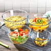 Bol rond en verre transparent pour salade de fruits et légumes